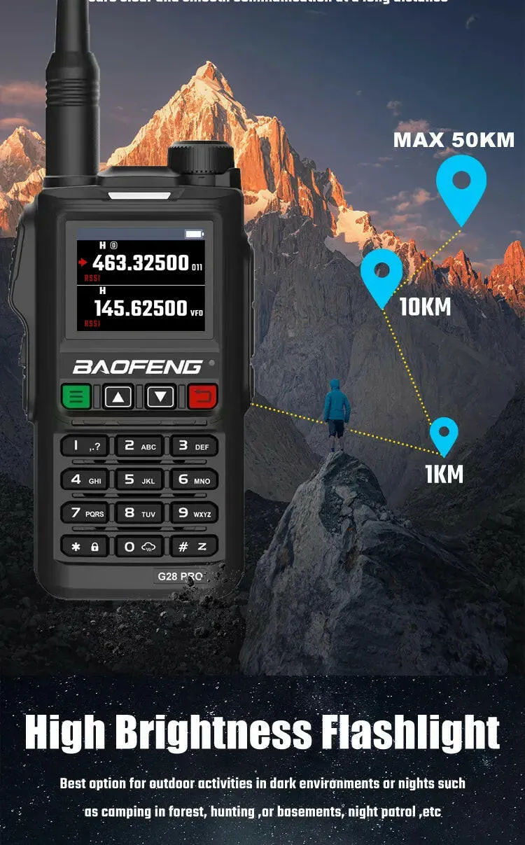 Baofeng UV-G28 PRO V2 10W High Power Waterproof Walkie Talkie Support Type-C Charger Long Range FM Radio Upgrade UV 5R PRO UV-82