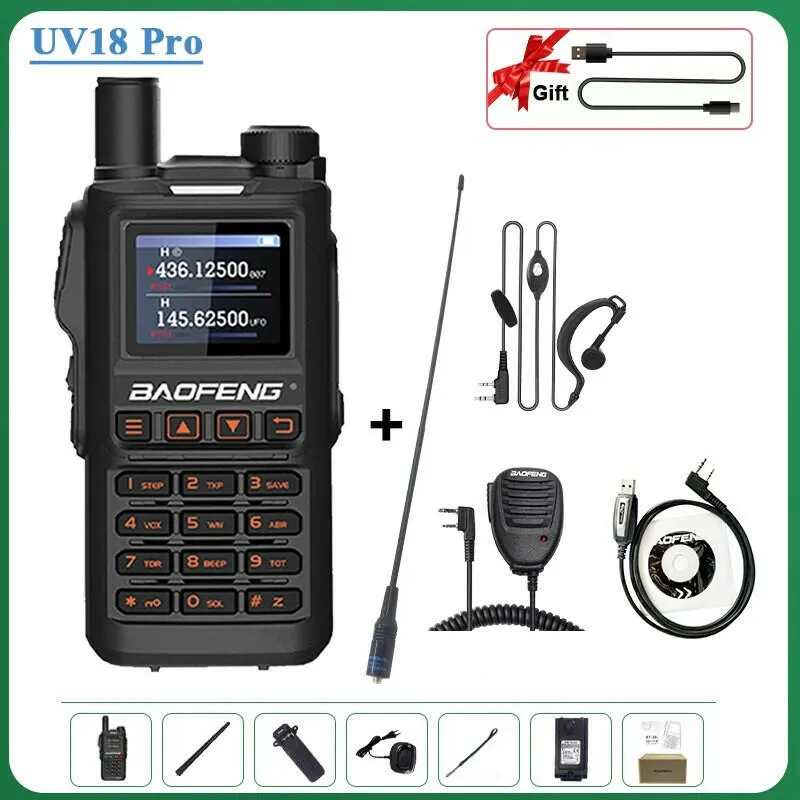 Baofeng UV18 Pro Orange Walkie Talkie 999 Channels 4 Bands UV18i UVi Two Way Radio UV18H L UV-G28 Handheld Transceiver Powerful