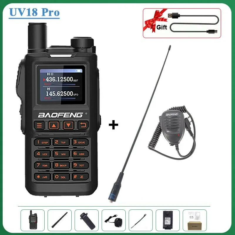 Baofeng UV18 Pro Orange Walkie Talkie 999 Channels 4 Bands UV18i UVi Two Way Radio UV18H L UV-G28 Handheld Transceiver Powerful