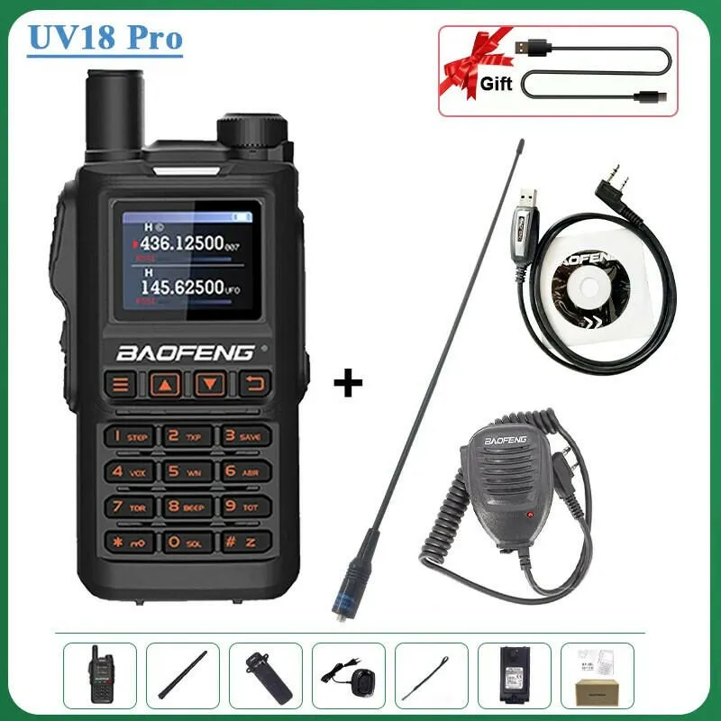 Baofeng UV18 Pro Orange Walkie Talkie 999 Channels 4 Bands UV18i UVi Two Way Radio UV18H L UV-G28 Handheld Transceiver Powerful