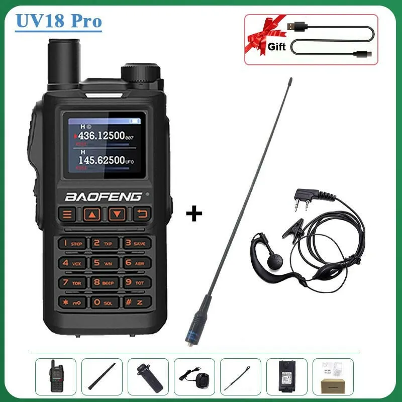 Baofeng UV18 Pro Orange Walkie Talkie 999 Channels 4 Bands UV18i UVi Two Way Radio UV18H L UV-G28 Handheld Transceiver Powerful