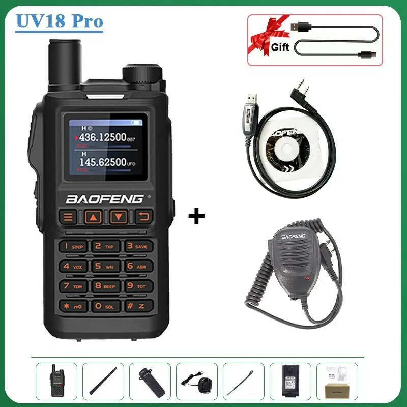 Baofeng UV18 Pro Orange Walkie Talkie 999 Channels 4 Bands UV18i UVi Two Way Radio UV18H L UV-G28 Handheld Transceiver Powerful