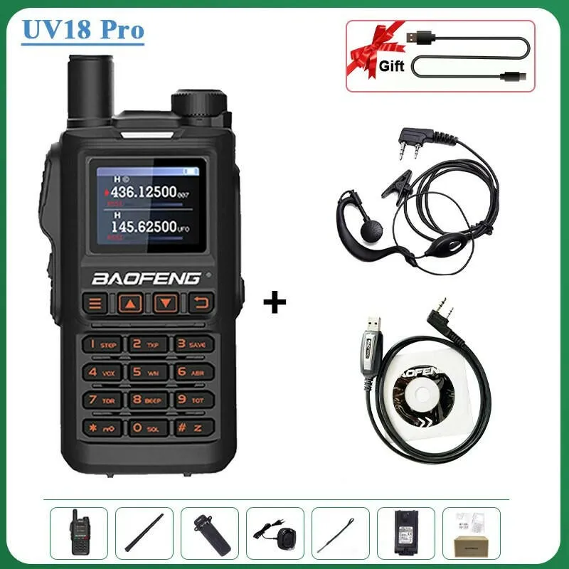 Baofeng UV18 Pro Orange Walkie Talkie 999 Channels 4 Bands UV18i UVi Two Way Radio UV18H L UV-G28 Handheld Transceiver Powerful