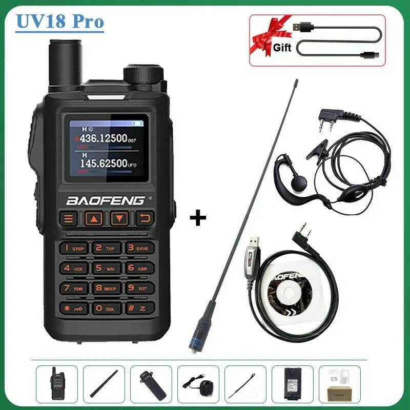 Baofeng UV18 Pro Orange Walkie Talkie 999 Channels 4 Bands UV18i UVi Two Way Radio UV18H L UV-G28 Handheld Transceiver Powerful