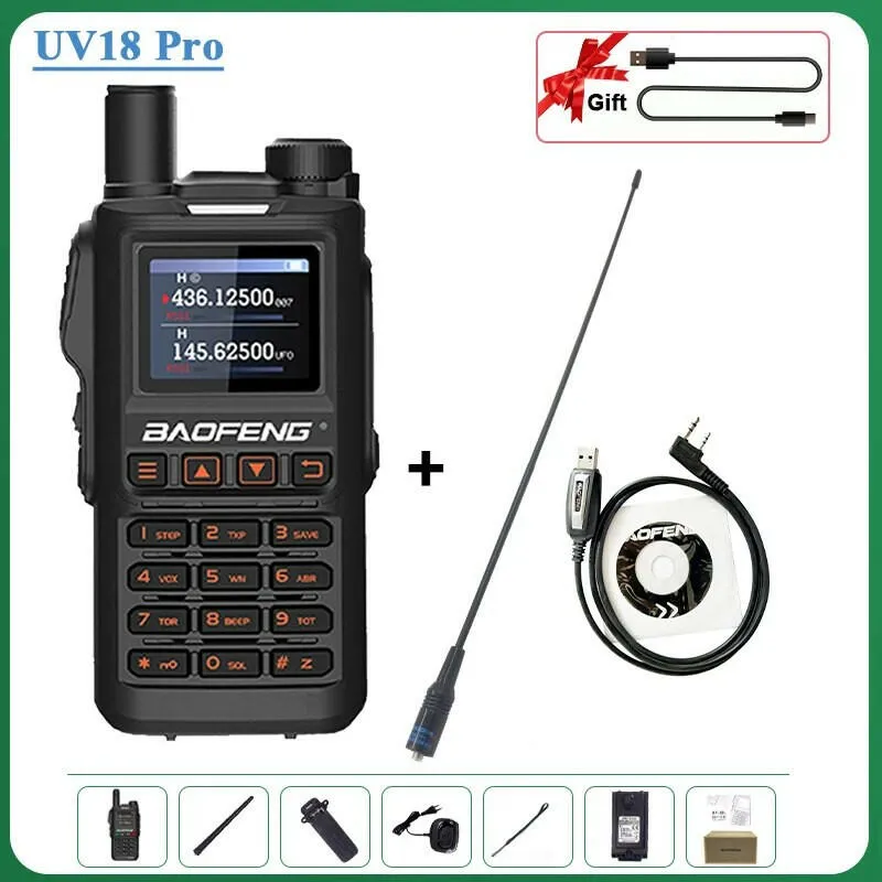 Baofeng UV18 Pro Orange Walkie Talkie 999 Channels 4 Bands UV18i UVi Two Way Radio UV18H L UV-G28 Handheld Transceiver Powerful