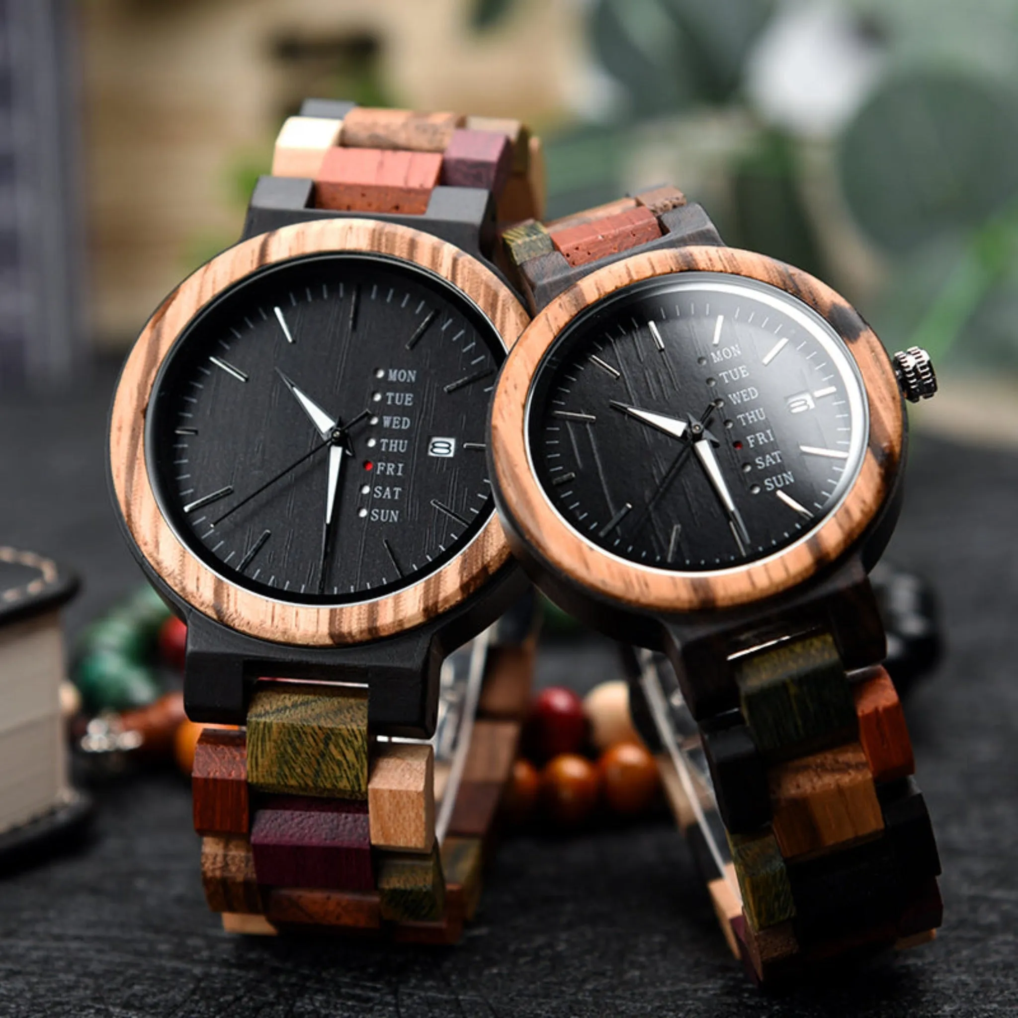 Barcelona - Mixed Wood Couple Watches