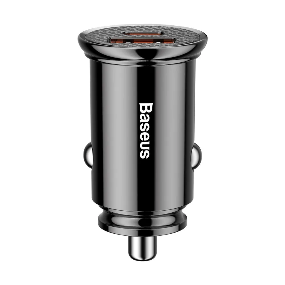 Baseus - (30W) USB A / USB C car charger PD 3.0 / QC 3.0 - Black