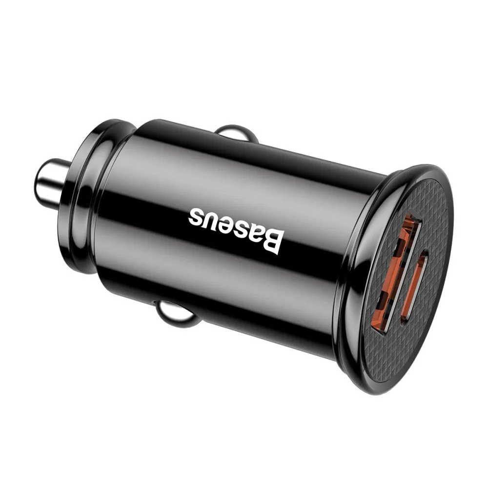 Baseus - (30W) USB A / USB C car charger PD 3.0 / QC 3.0 - Black