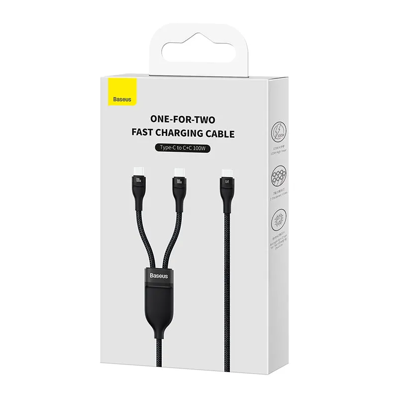 Baseus Flash Series Ⅱ One-for-Two Fast Charging Cable Type-C to C C 100W 1.5m Black-CASS060001