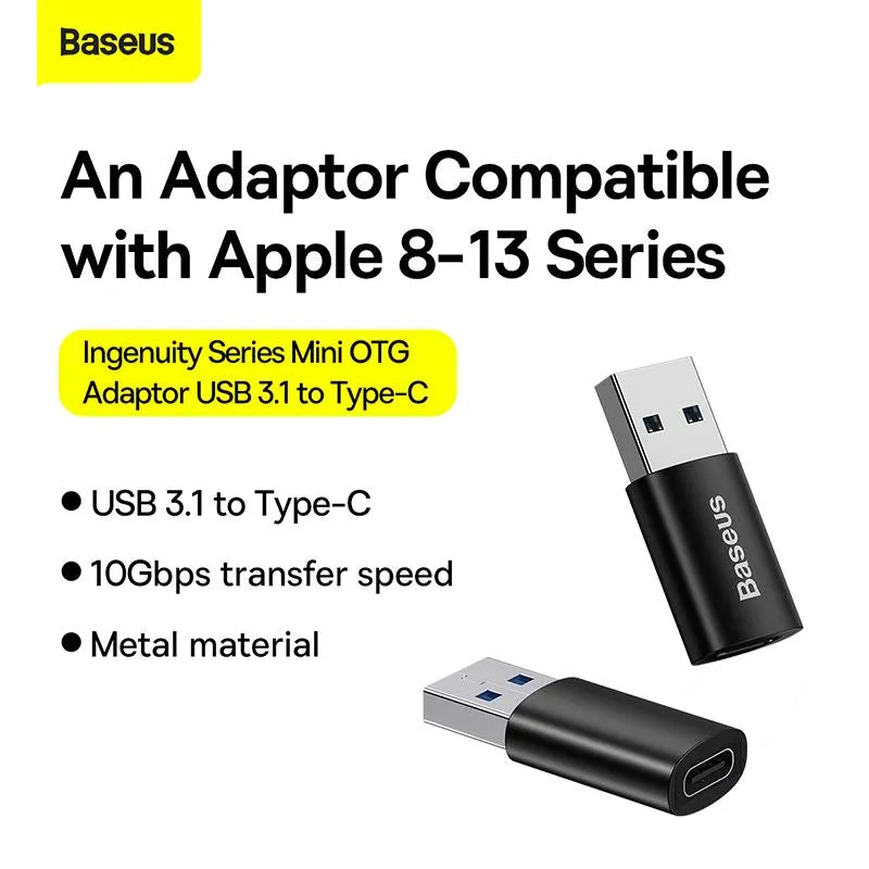 Baseus Ingenuity Series Mini OTG Adaptor USB 3.1 to Type-C Black -ZJJQ000101