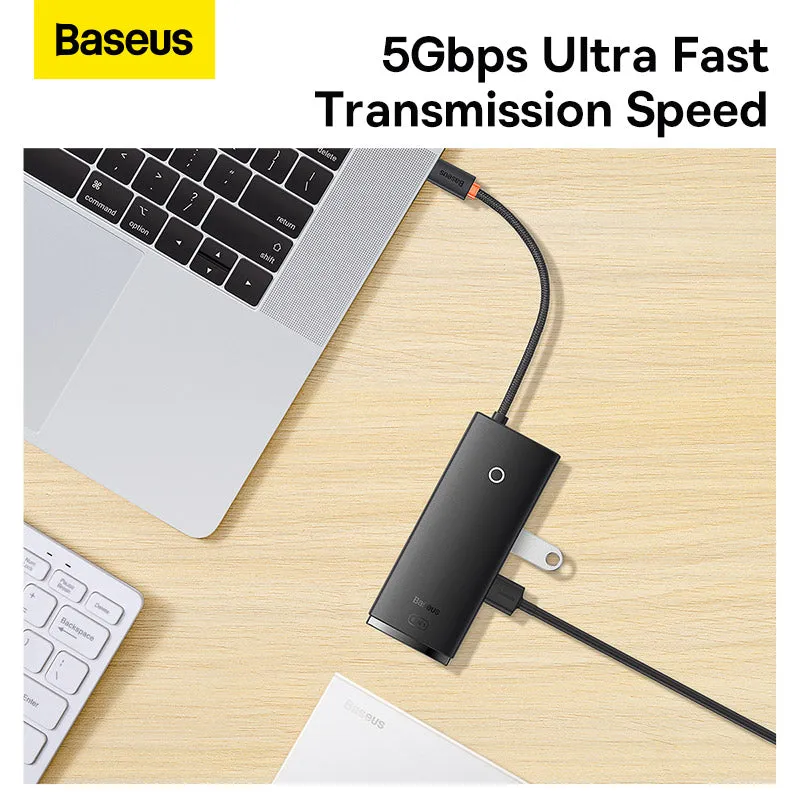 Baseus Lite Series 6-Port USB Type C Hub (Type-C to HDMI USB3.0*2 PD SD/TF) (Black)-WKQX080301