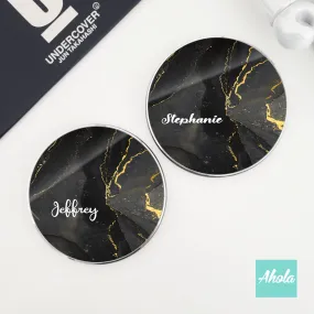 【Black Marble】15W Ultra thin FastWireless Charger Pad 黑金雲石紋名字無線差電板