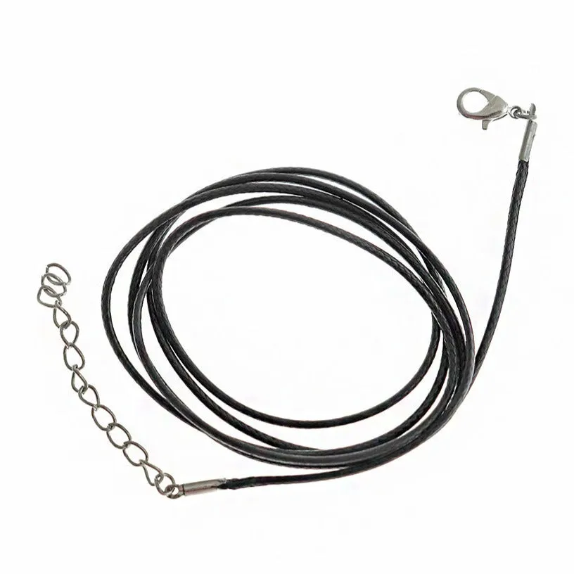 Black Wax Cord Necklace 36" Plus Extender - 3mm - Choose Your Quantity!