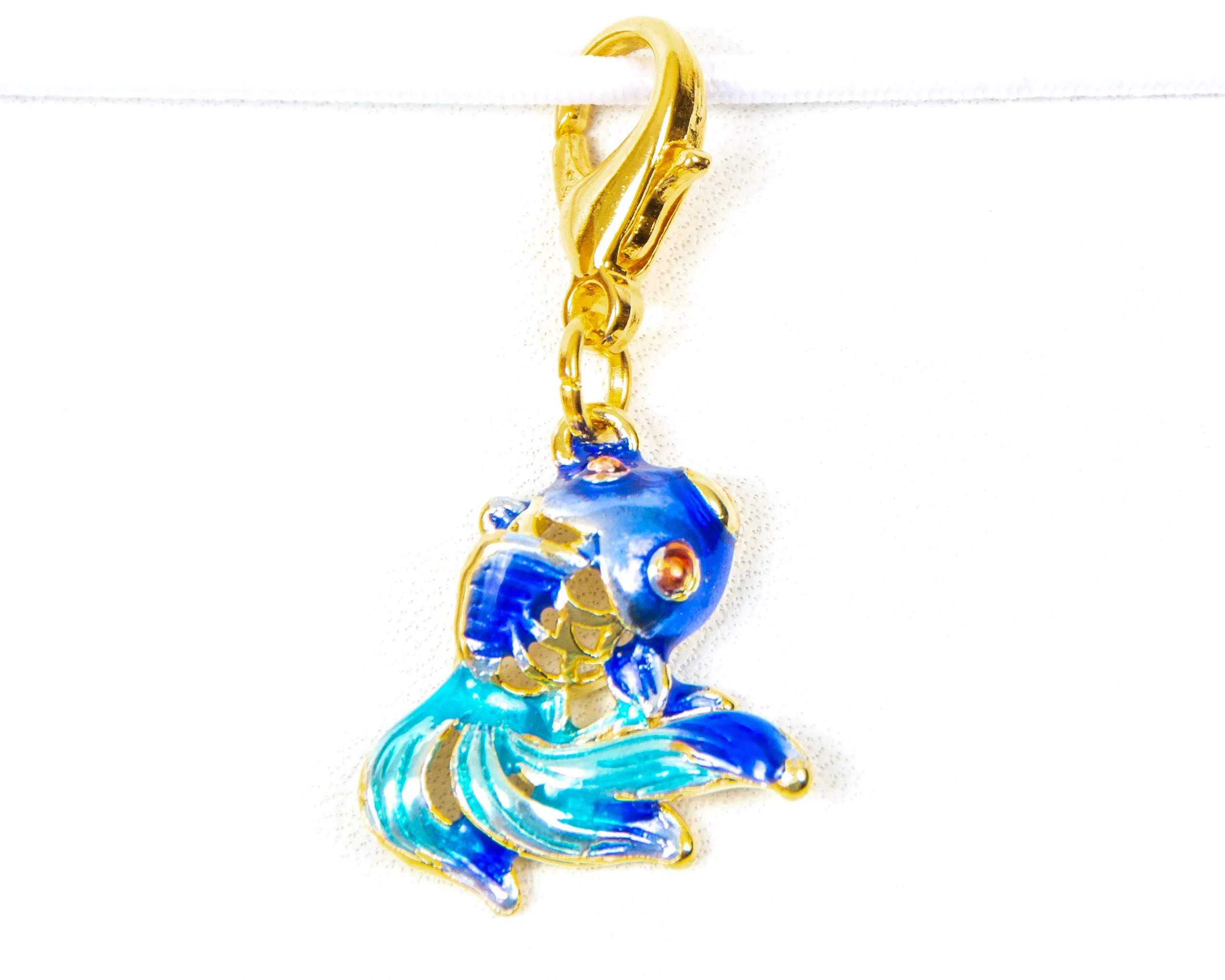 Blue Enamel Veil Tale Beta Fish Charm