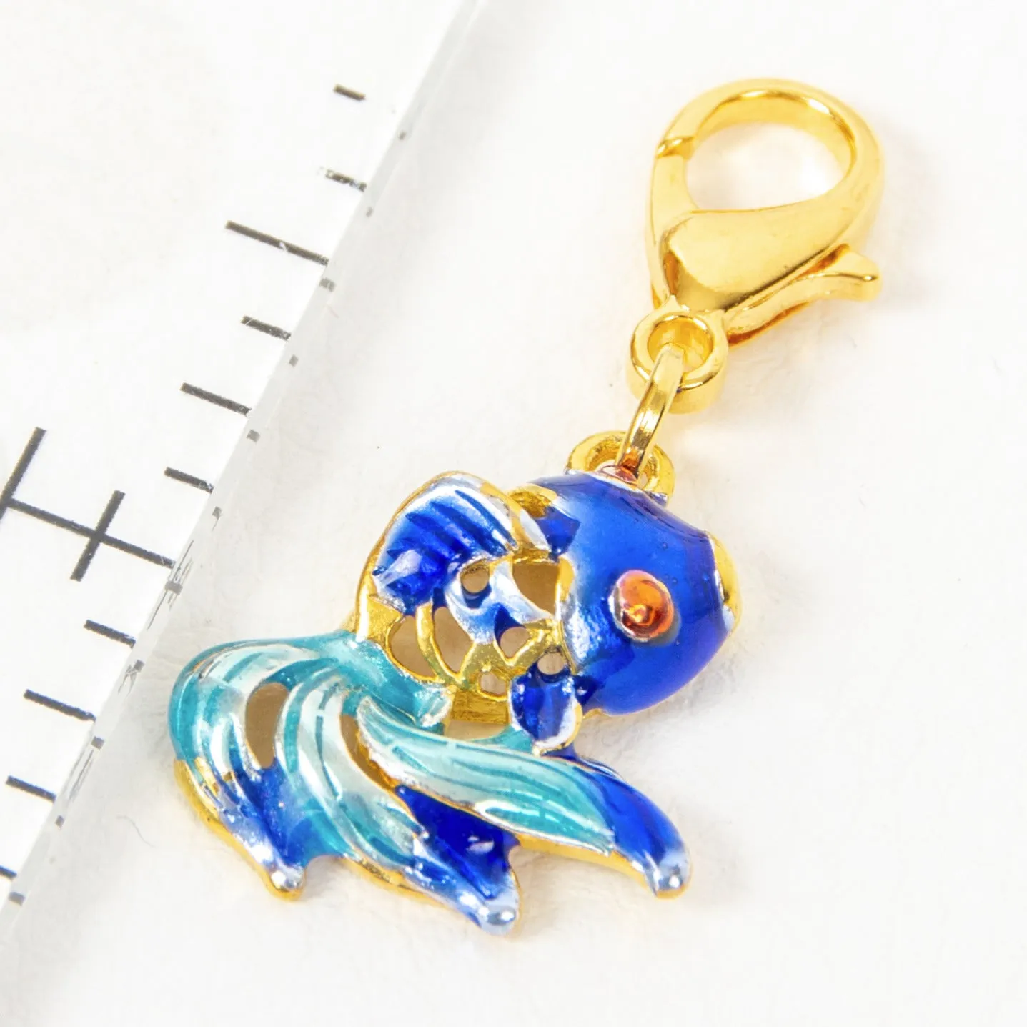 Blue Enamel Veil Tale Beta Fish Charm