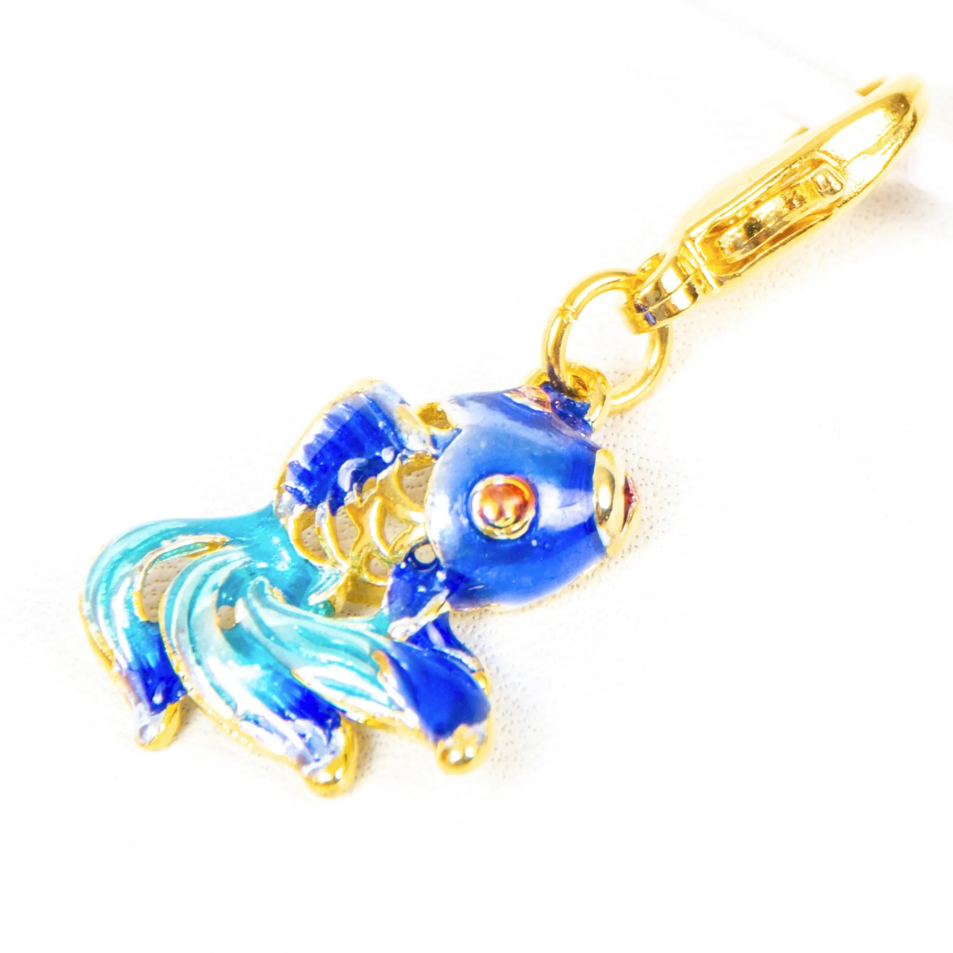 Blue Enamel Veil Tale Beta Fish Charm