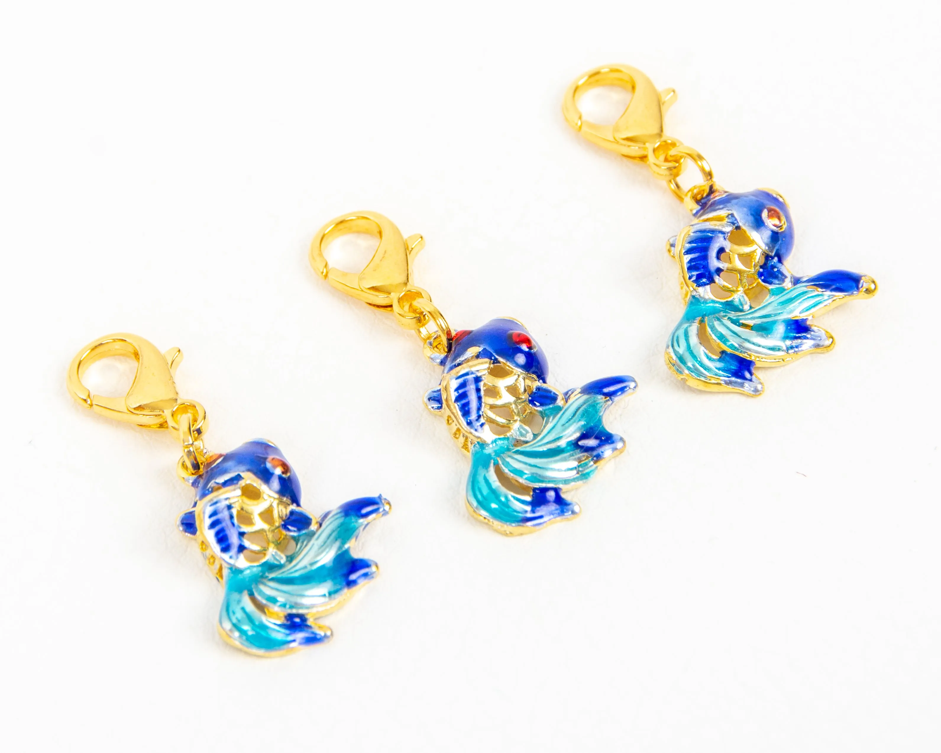 Blue Enamel Veil Tale Beta Fish Charm