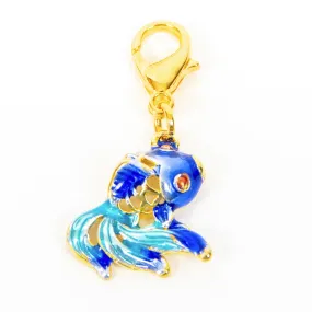 Blue Enamel Veil Tale Beta Fish Charm