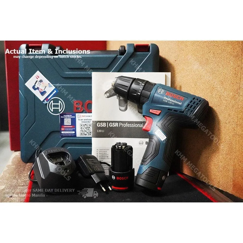 Bosch GSB 120 LI Cordless Impact Drill - Driver 10mm (3/8") 12V [Contractor's Choice] [Kit[