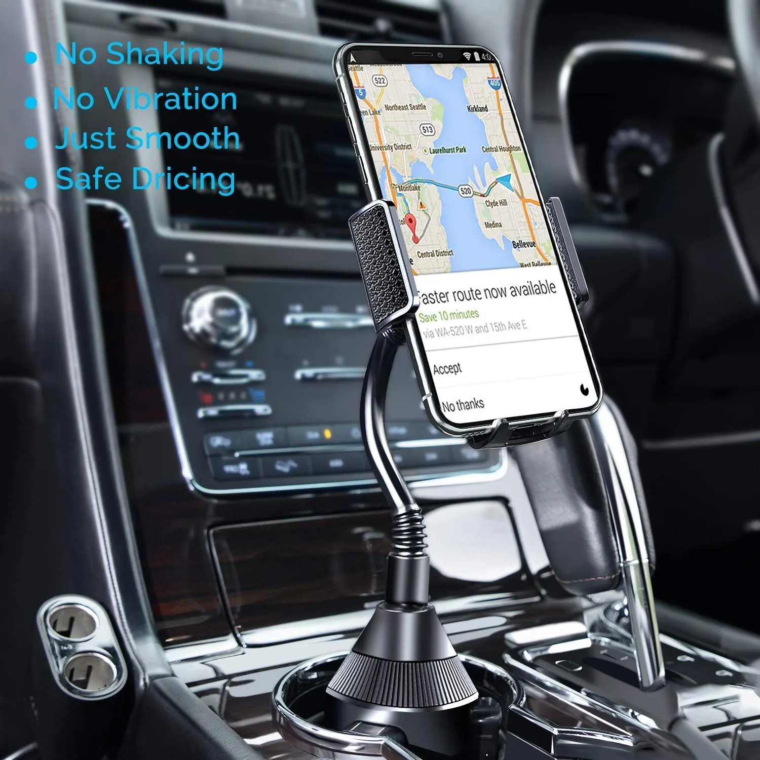 Car Cup Holder Phone Mount with Longer Gooseneck Neck & 360° Rotatable Cradle for LG Stylo 4/Stylo 4 Plus/Stylo 3/Stylo 3 Plus/Stylo 2/ Stylo 2 Plus/G Stylo Cup Mount