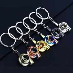 Car Turbo Charger Metal Keychain - 7 Colors