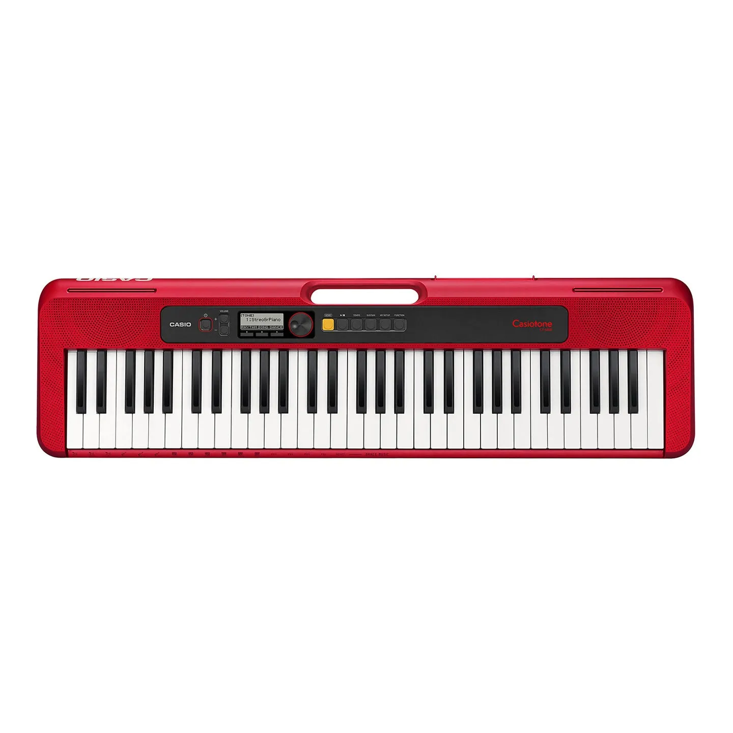 Casio CT-S200 61-Key Portable Piano Keyboard with USB-MIDI Connectivity, LCD Screen, Auto-Accompaniment, Built-in Songs/Tones/Rhythms (Black, Red)