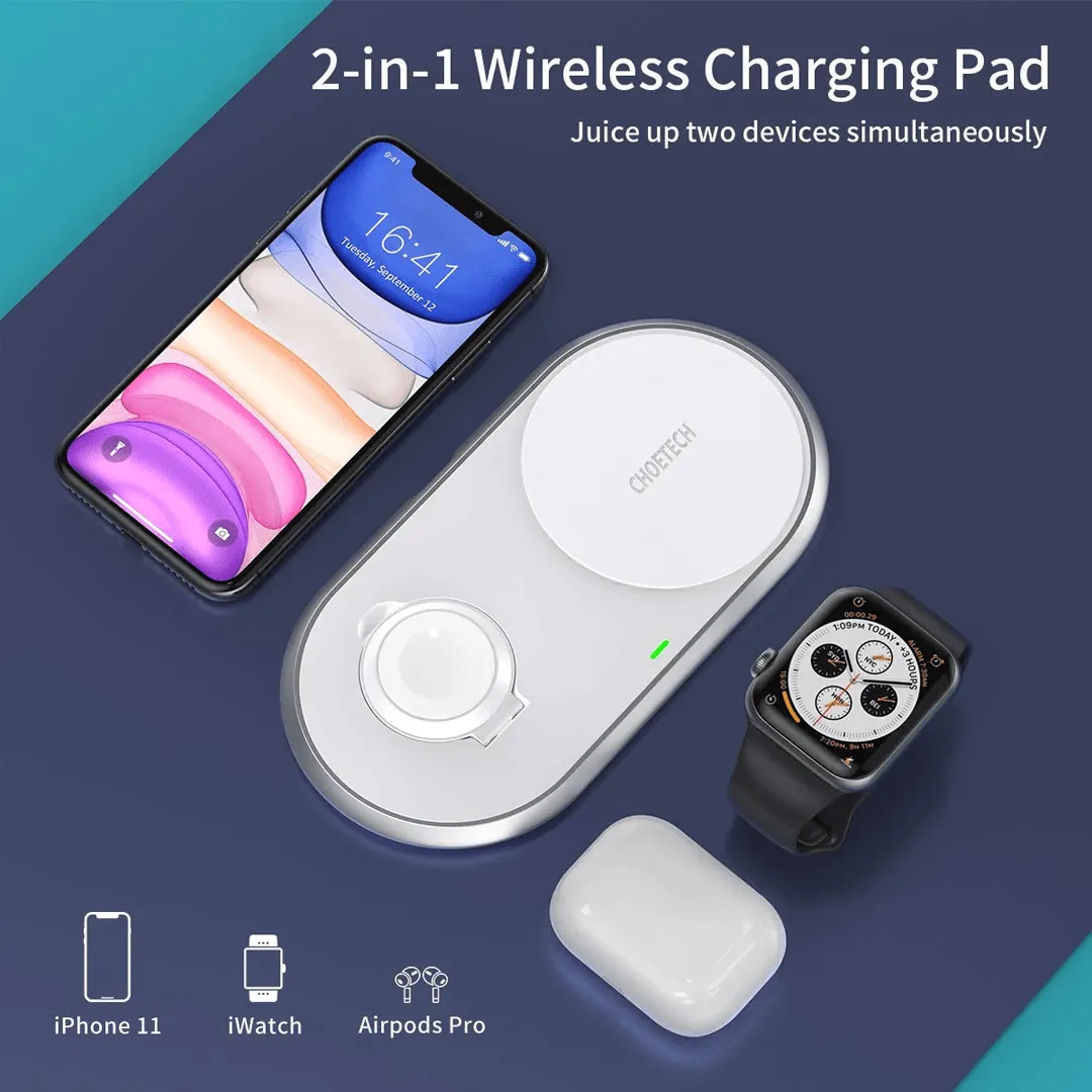 CHOETECH 10W 2 in 1 Dual Wireless Charger Pad & Apple Watch