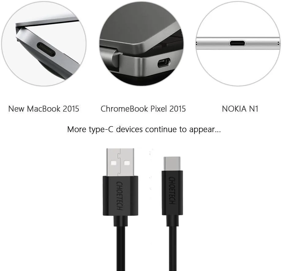 ChoeTech USB A to C Cable 1M, Black