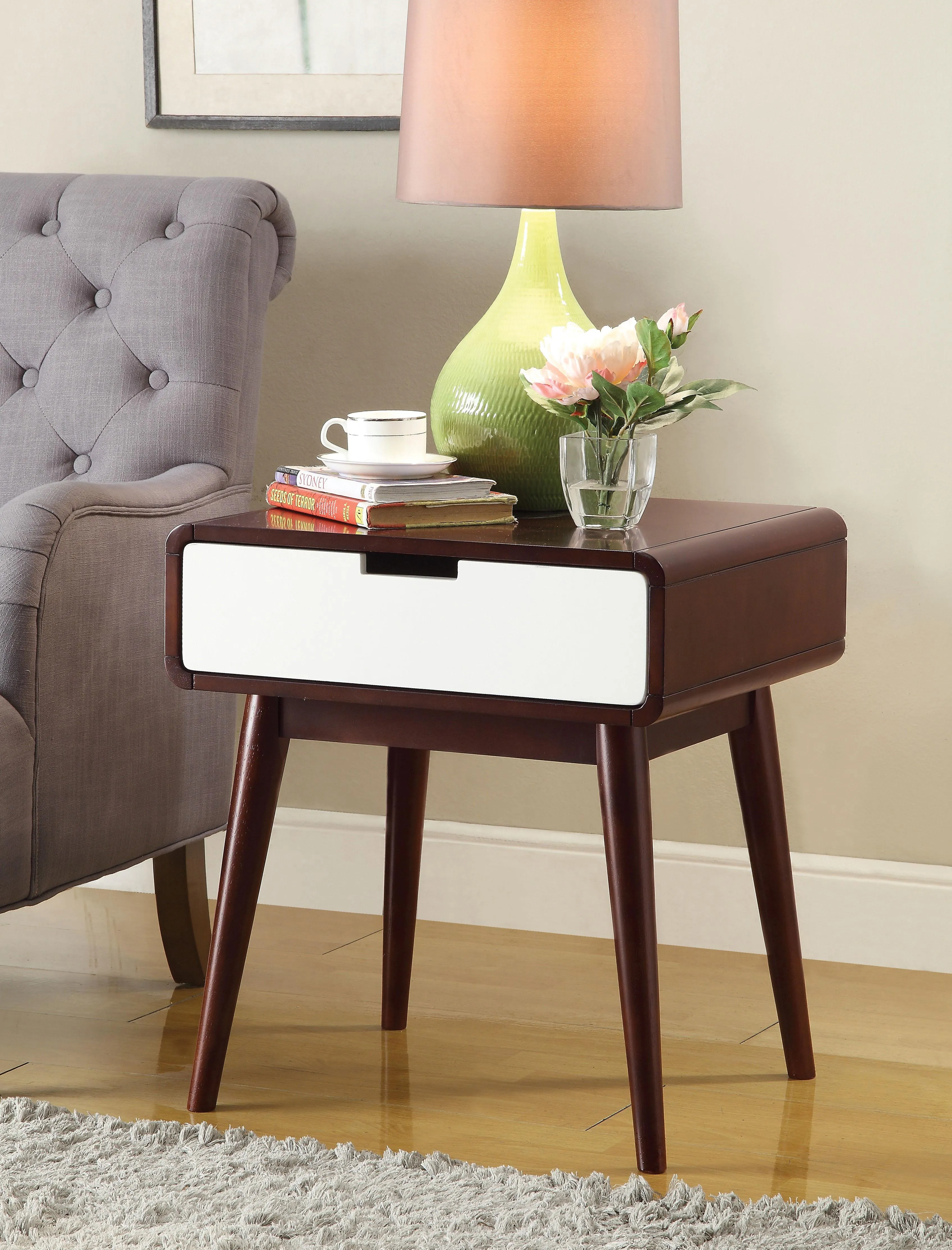 Christa Espresso & White End Table