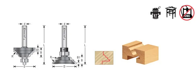 Classical Rail Router Bit | 9⁄64 Radius x 1 1⁄4 Dia x 3⁄8 x 1⁄4" Shank | 49672 | 738685496725