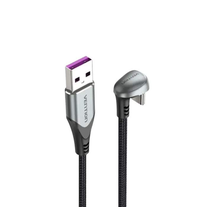 [CLEARANCE] Vention U-Shaped Type-C Male to USB 2.0-A Male Nickel Plated Braided 5A Fast Charging Cable with 480Mbps Transfer Speed for Smartphones (Available in 0.5M, 1M, 1.5M and 2M) | COHH