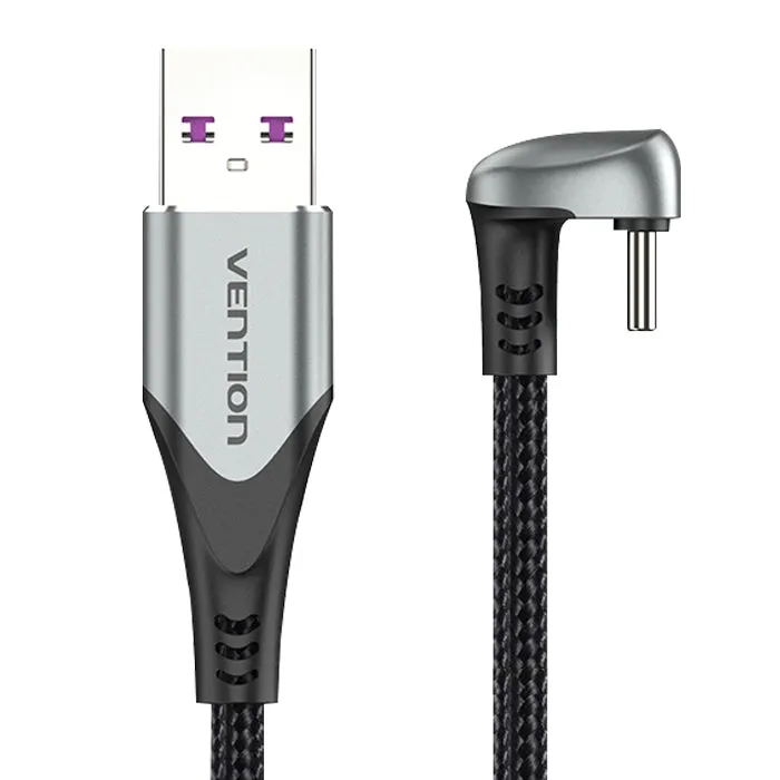 [CLEARANCE] Vention U-Shaped Type-C Male to USB 2.0-A Male Nickel Plated Braided 5A Fast Charging Cable with 480Mbps Transfer Speed for Smartphones (Available in 0.5M, 1M, 1.5M and 2M) | COHH