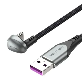 [CLEARANCE] Vention U-Shaped Type-C Male to USB 2.0-A Male Nickel Plated Braided 5A Fast Charging Cable with 480Mbps Transfer Speed for Smartphones (Available in 0.5M, 1M, 1.5M and 2M) | COHH