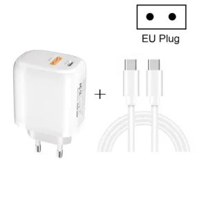 CS-20W Compact Dual-Port Fast Charger with 1m Type-C Cable - PD3.0 & QC3.0 Compatibility