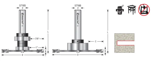 Cut-Out Router Bit | 3 Dia x 3⁄16 x 1⁄2" Shank x 27⁄32 Depth of Cut | 57165 | 738685571651