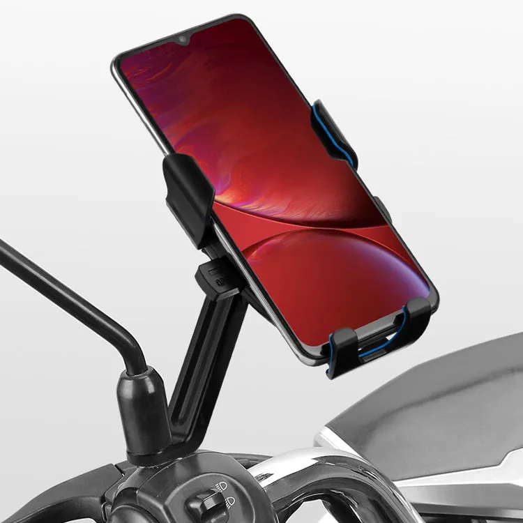 CYCLINGBOX BG-2930 Bicycle Mobile Phone Frame Plastic One-Click Lock Mobile Phone Bracket, Style: Rearview Mirror Installation (Red）