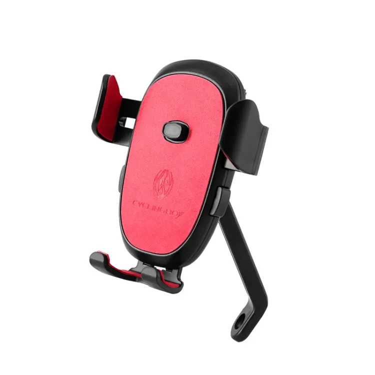 CYCLINGBOX BG-2930 Bicycle Mobile Phone Frame Plastic One-Click Lock Mobile Phone Bracket, Style: Rearview Mirror Installation (Red）