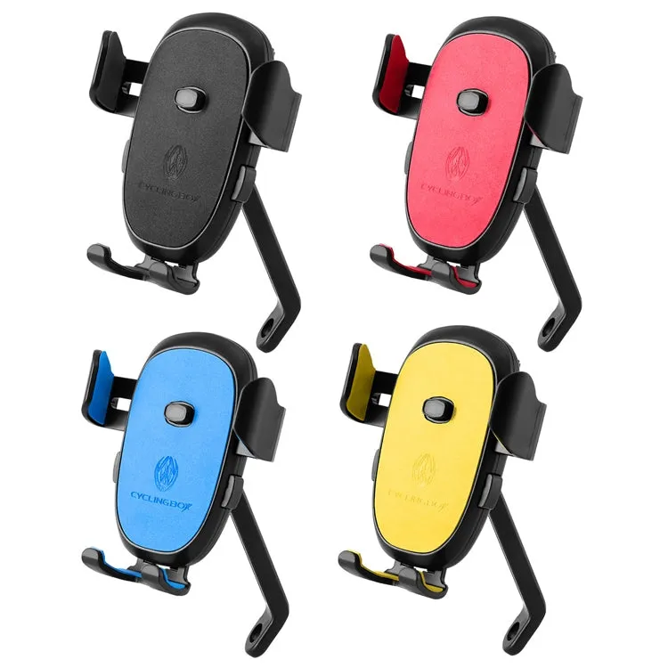 CYCLINGBOX BG-2930 Bicycle Mobile Phone Frame Plastic One-Click Lock Mobile Phone Bracket, Style: Rearview Mirror Installation (Yellow）