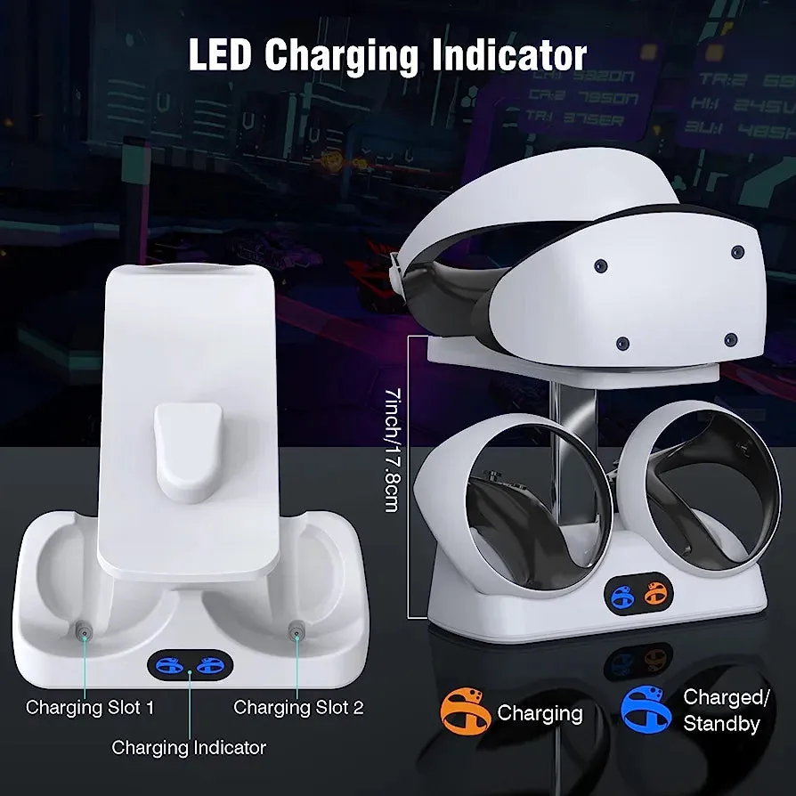 Dobe PS VR2 Controllers Charging Station with Led Indicator & VR Headset Display Stand