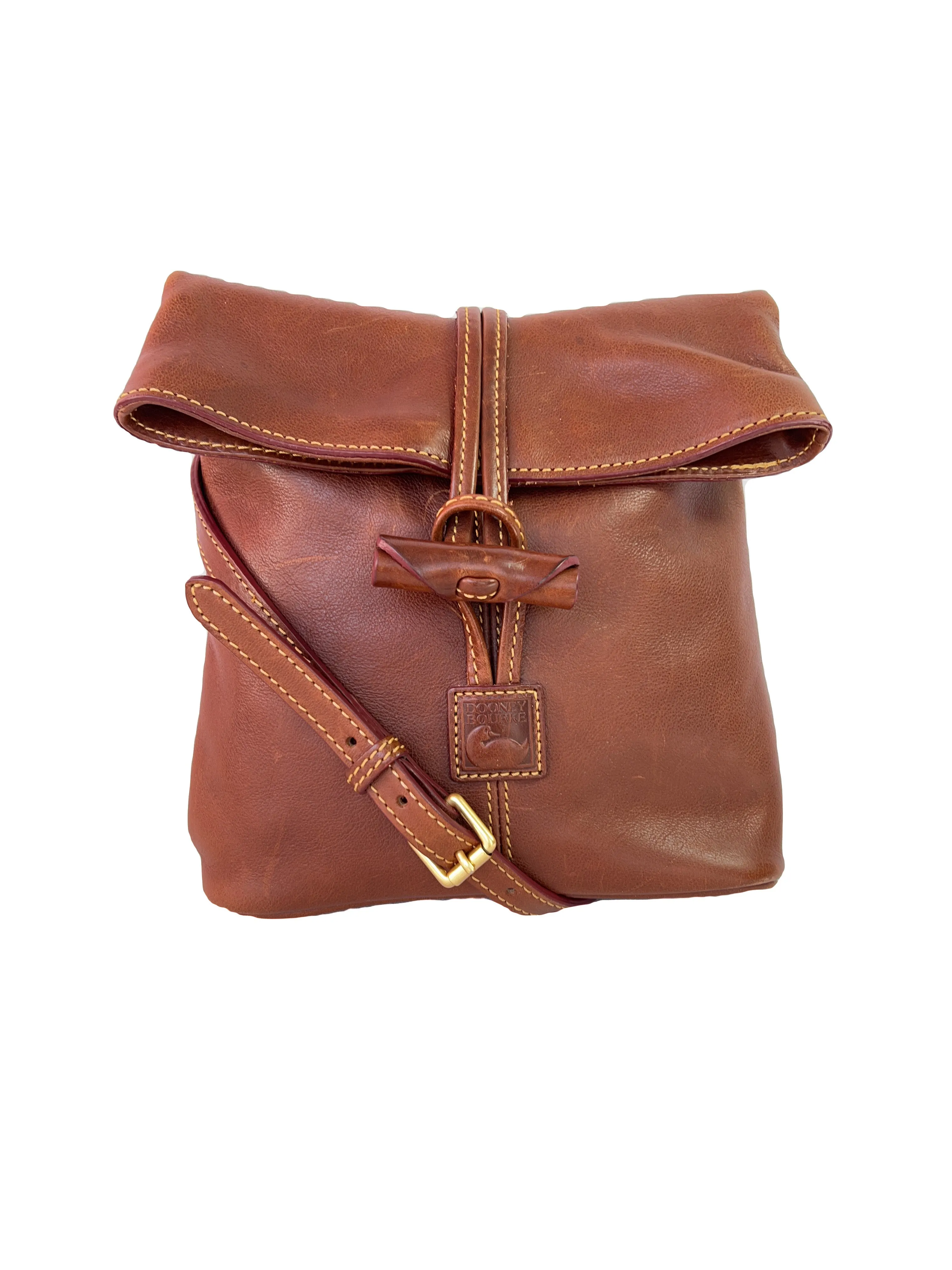 Dooney & Bourke brown leather foldover crossbody