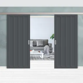 Double Sliding Door & Premium Wall Track - Eco-Urban® Sintra 4 Panel Doors DD6428 - 6 Colour Options