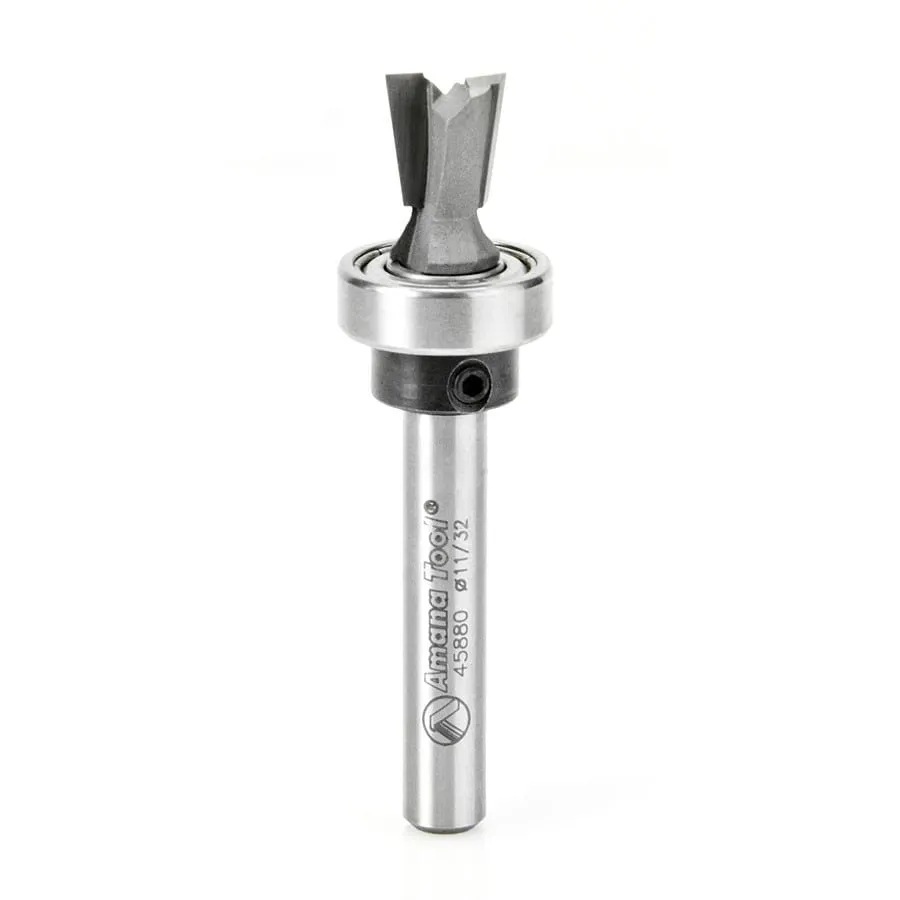 Dovetail Router Bit | 7°x 11⁄32 Dia x 3⁄8 x 1⁄4" Shank with Upper BB | 45880 | 738685458808