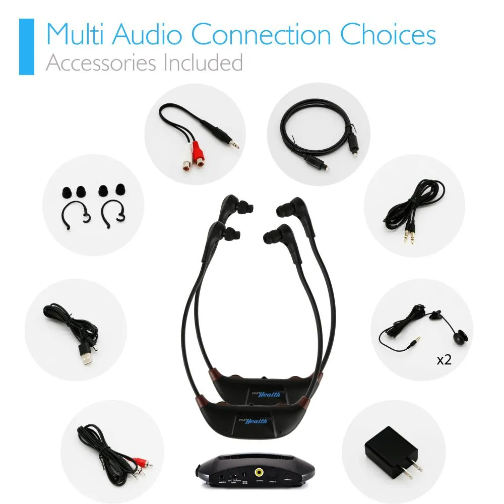 Dual 2.4G Wireless Digital Hearing Assistance Headset Systems, Rechargeable Battery & Power Dock (2 Headsets)