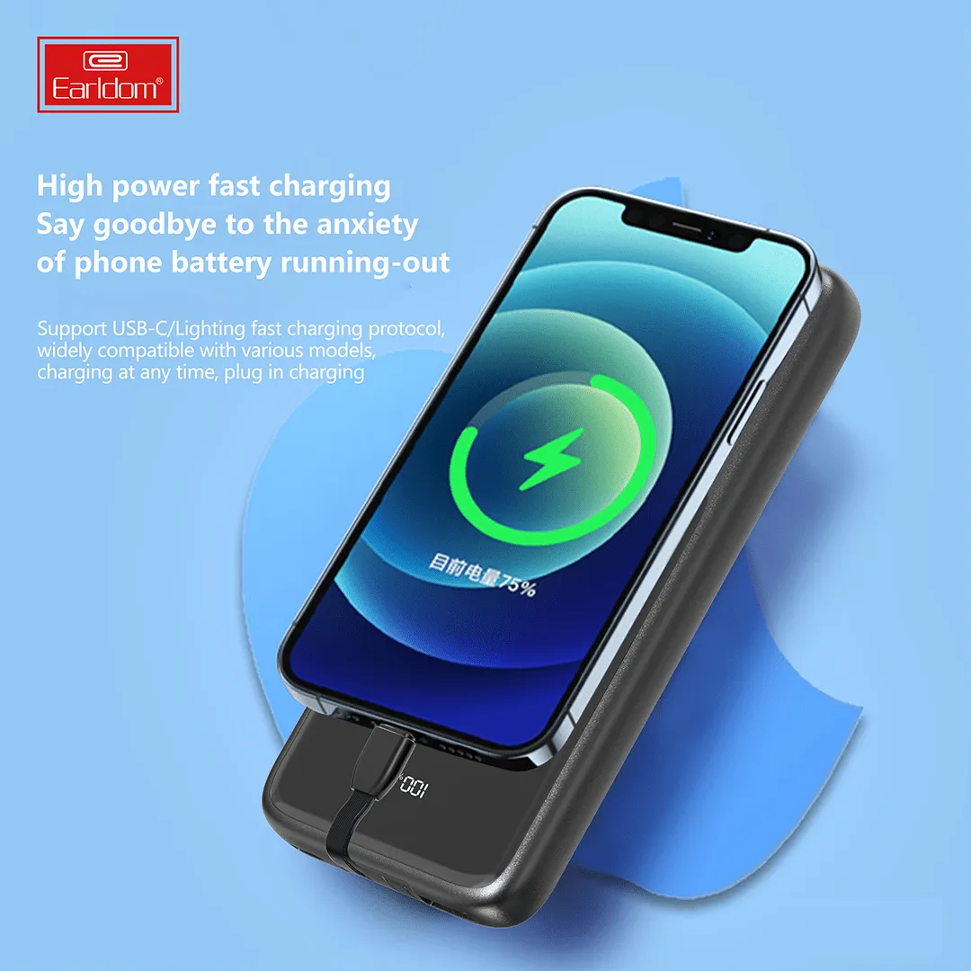 Earldom 3-in-1 LED Display 10,000mAh Powerbank