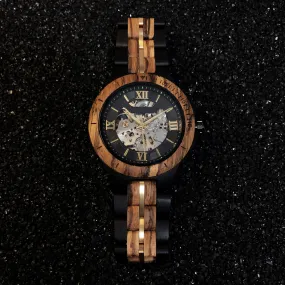 Edinburgh - Hollow Face Ebony & Zebrawood Mehchanical Watch