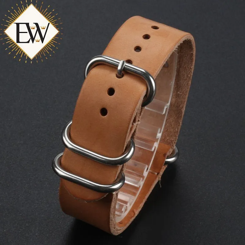 Experts Watches EW Elite Hand Made Zulu Leather Military Watch Straps 18 to 22 MM