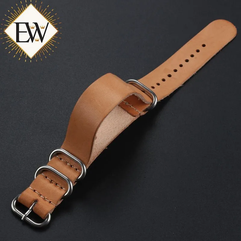 Experts Watches EW Elite Hand Made Zulu Leather Military Watch Straps 18 to 22 MM