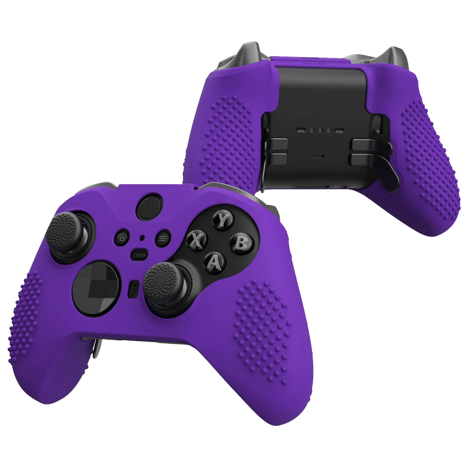 eXtremeRate PlayVital Purple Soft Anti-Slip Silicone Cover Skins, Controller Protective Case for New Xbox One Elite Series 2 (Model 1797 and Core Model 1797) with Thumb Grips Analog Caps - XBOWP0061GC