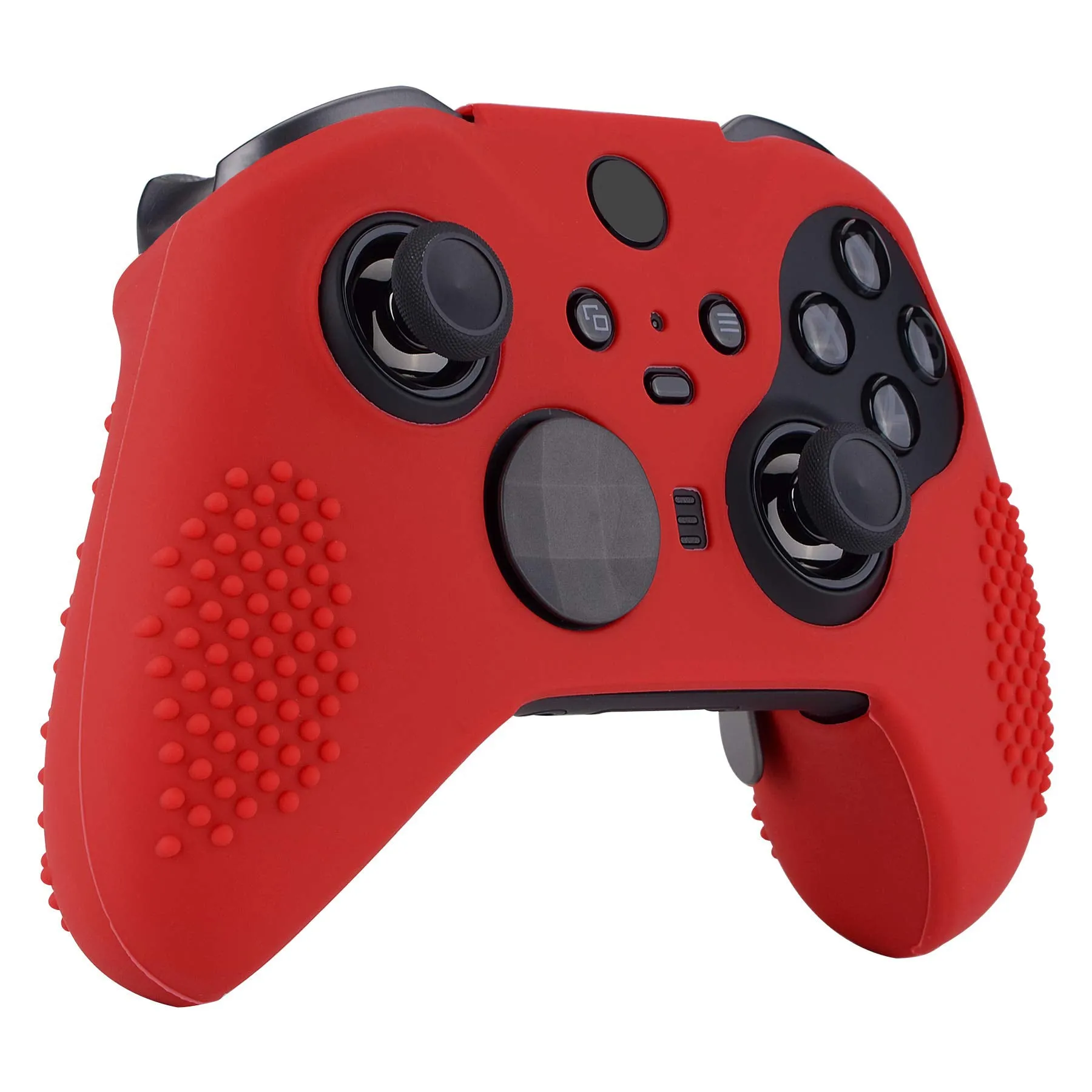 eXtremeRate PlayVital Red Soft Anti-Slip Silicone Cover Skins, Controller Protective Case for New Xbox One Elite Series 2 (Model 1797 and Core Model 1797) with Thumb Grips Analog Caps -XBOWP0043GC