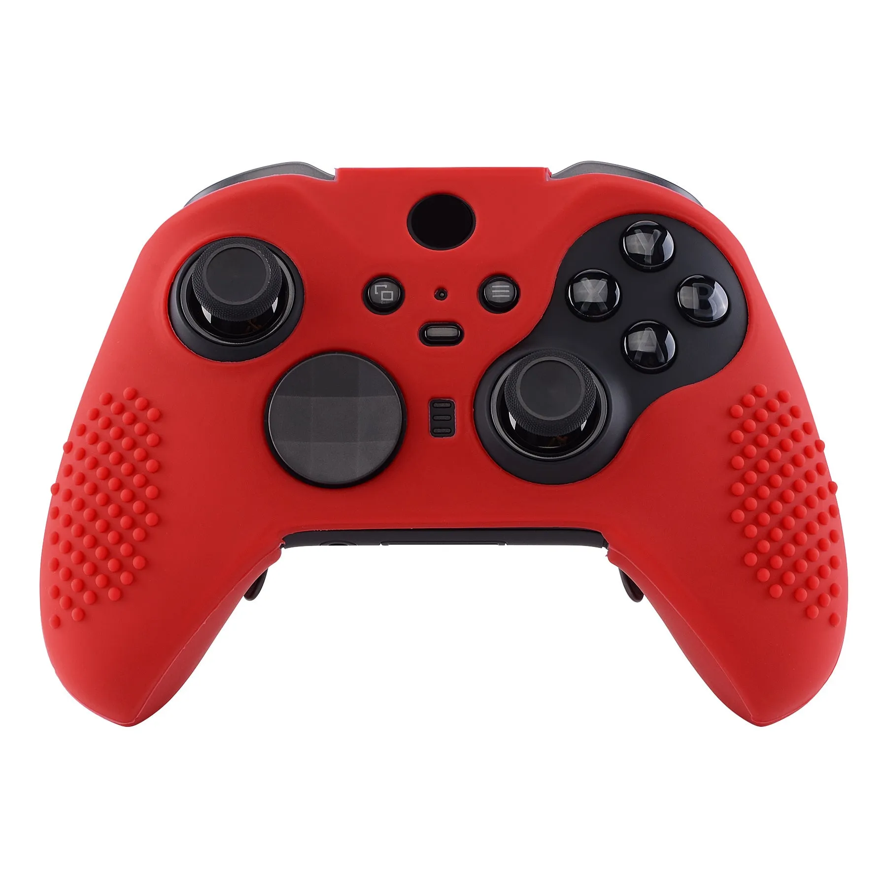 eXtremeRate PlayVital Red Soft Anti-Slip Silicone Cover Skins, Controller Protective Case for New Xbox One Elite Series 2 (Model 1797 and Core Model 1797) with Thumb Grips Analog Caps -XBOWP0043GC